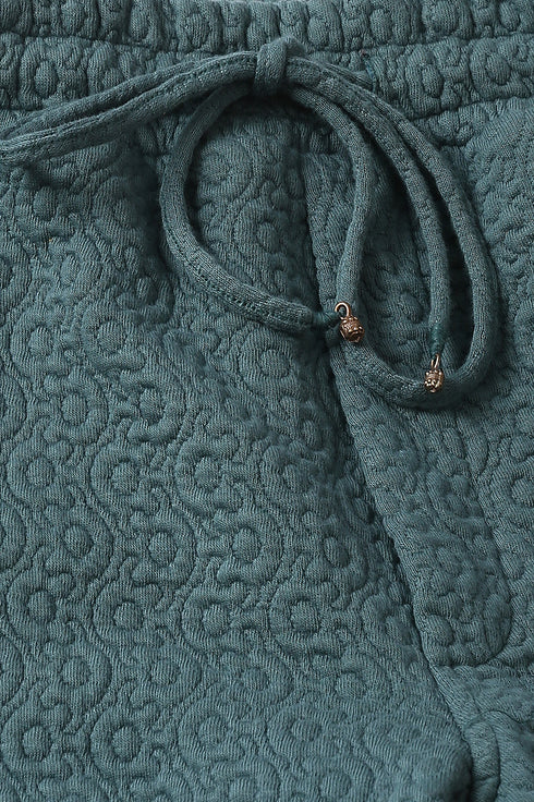 Sweatpants in quilted cotton blend with elastic waist